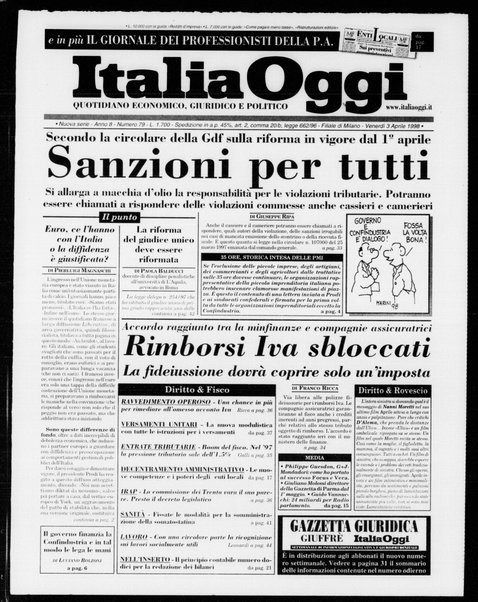 Italia oggi : quotidiano di economia finanza e politica